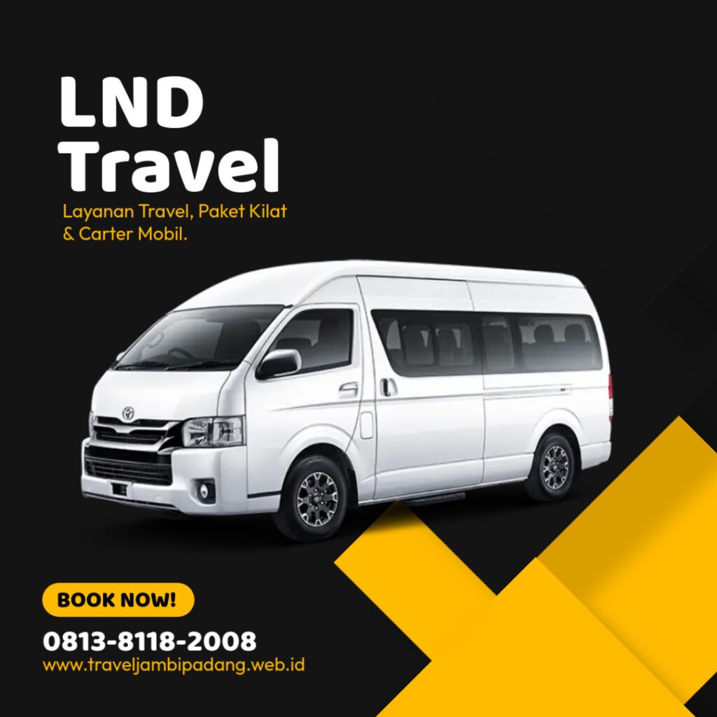 Poster layanan LND: travel, paket kilat, carter mobil